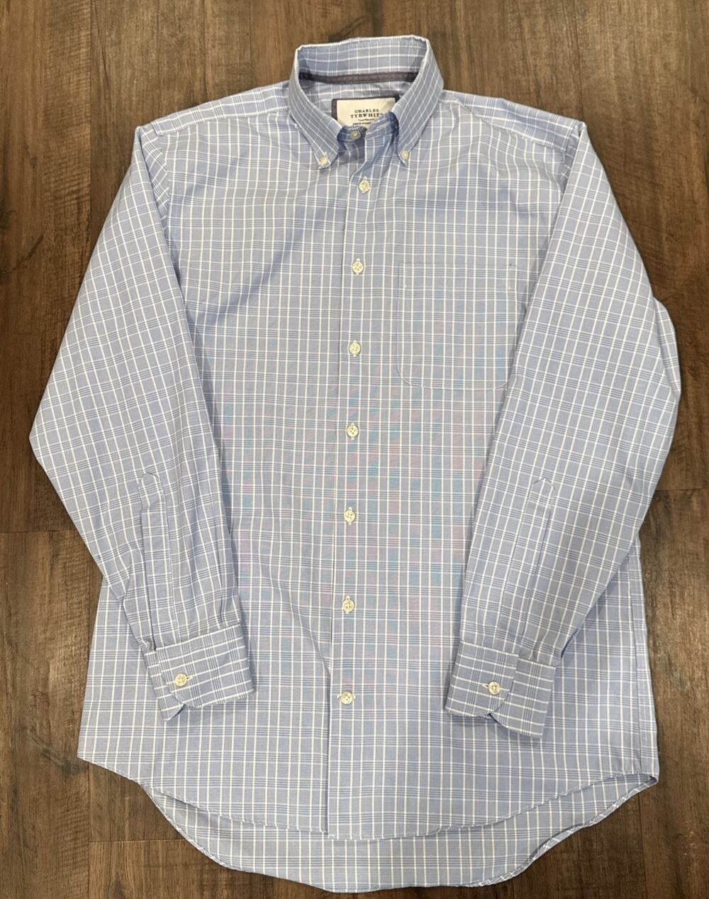 Charles Tyrwhitt Dress Shirt Men’s 15.5 34 Blue Check Cotton Classic Fit Seenote